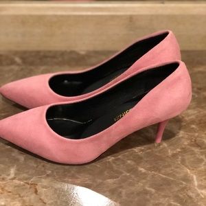 Pink suede heels